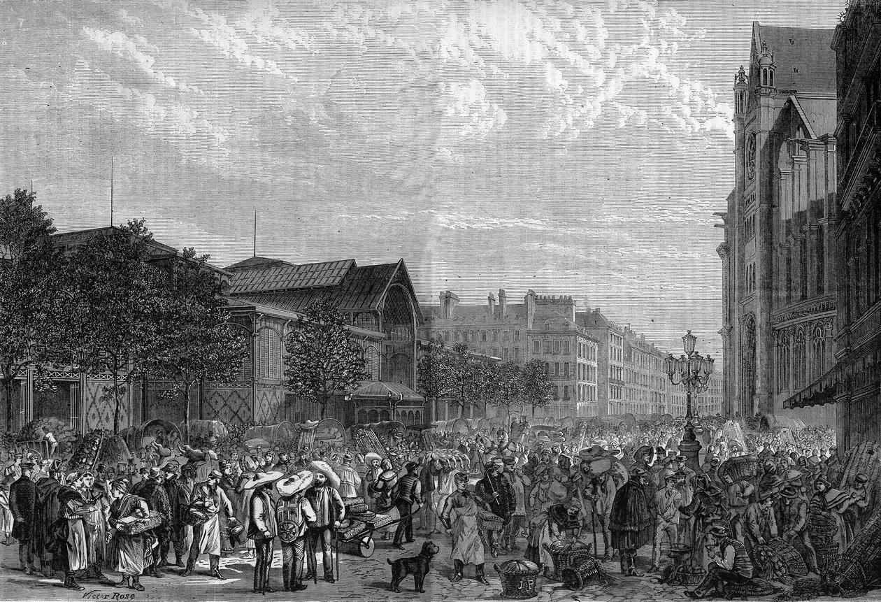 Les Halles v centru Paříže v roce 1878. od Unknown artist