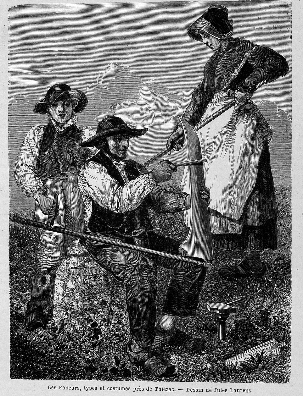 Obraceče, typy a kostýmy poblíž Thiézac, v Auvergne - v „“Around the World““ od Unknown artist
