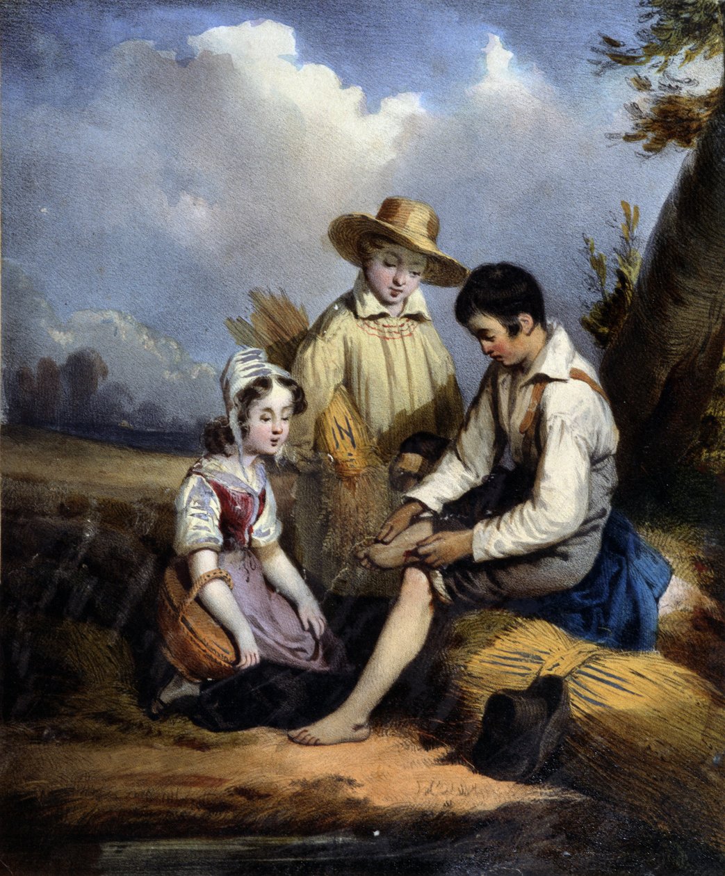 Les petits reapers (jeden zraněný na noze), v.1840 od Unknown artist