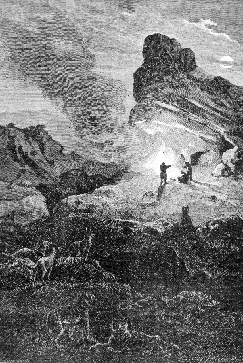 Život v paleolitu. 19. století rytina. od Unknown artist