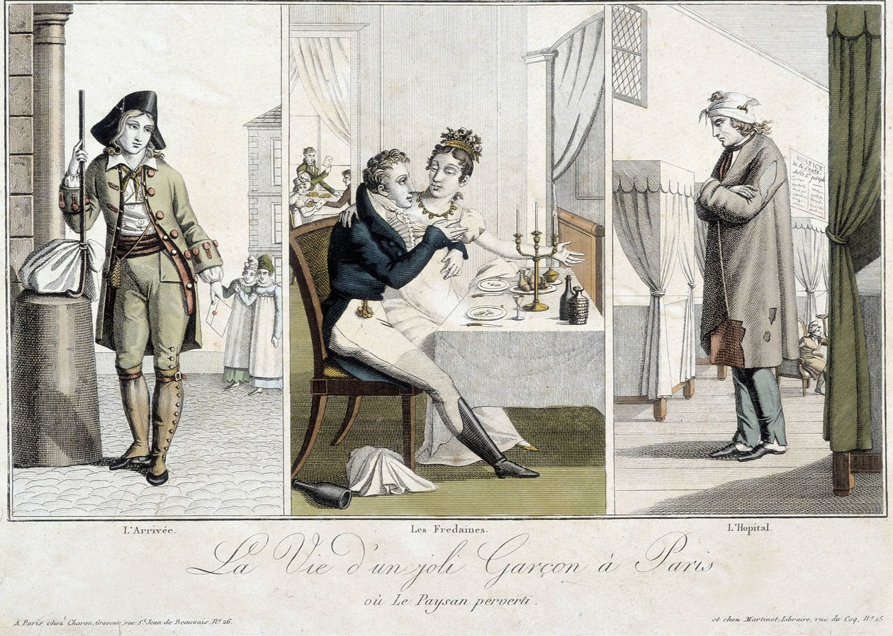 Život hezkého chlapce v Paříži aneb zvrácený rolník: příjezd, Fredainové a nemocnice - Carnavalet. od Unknown artist