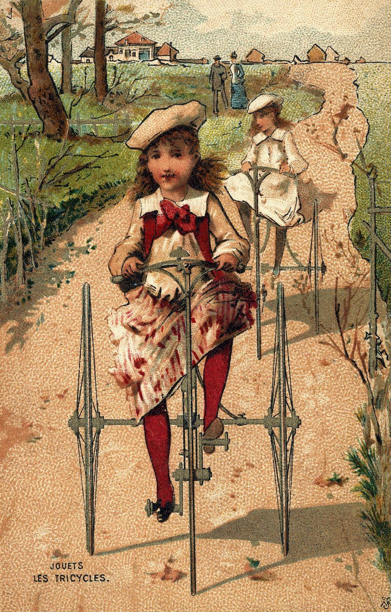 Holčičky dělají tříkolky. Chromolitografie kolem roku 1890. od Unknown artist