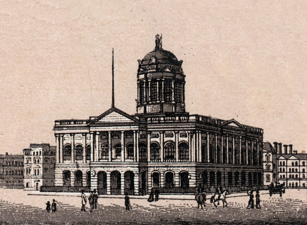 Liverpool, Anglie: pohled na radnici. v „“ Svět ilustruje 168 pohledů““ Nedatováno (konec 19. století) od Unknown artist