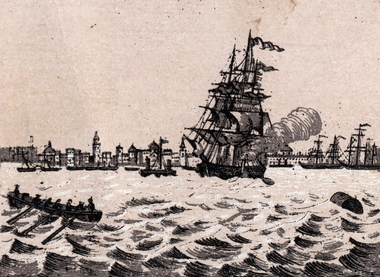 Liverpool, Anglie: pohled na přístav (Harbour, Harbor). v „“ Svět ilustruje 168 pohledů““ Nedatováno (konec 19. století) od Unknown artist
