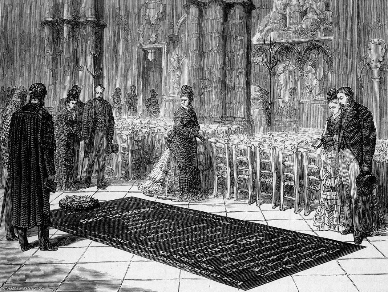 Livingstoneova hrobka ve Westminsterském opatství - “” Livingstoneova poslední cesta 1866-1873”” v “” Tour du Monde””, 2. sem. 1875 od Unknown artist
