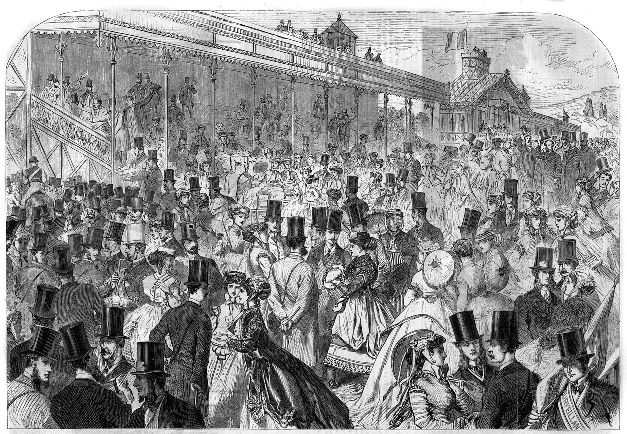 Dostihová dráha Longchamp: stánky dostihů v Bois de Boulogne v pondělí 22. dubna. od Unknown artist