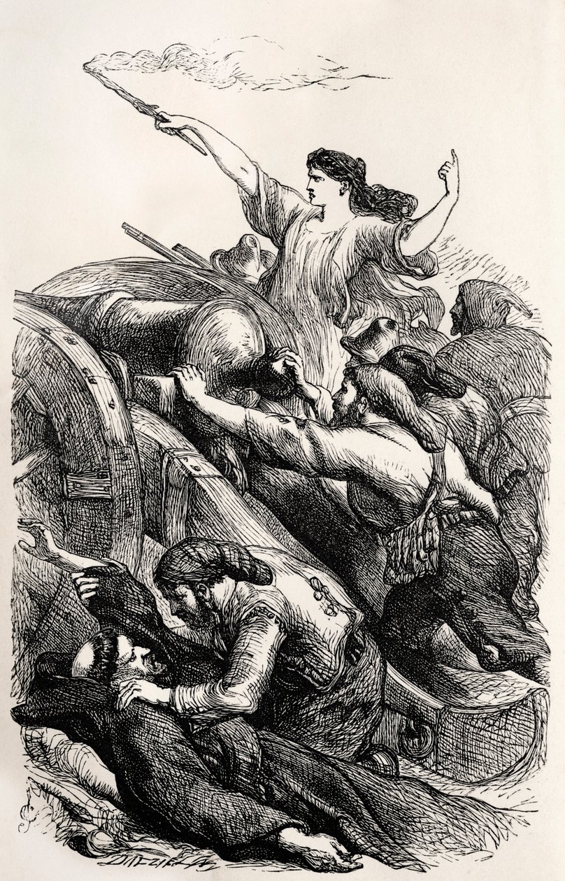 Lord Byron-ilustrace scény z básně „Childe Harold“ od anglického básníka (rytina) od Unknown artist