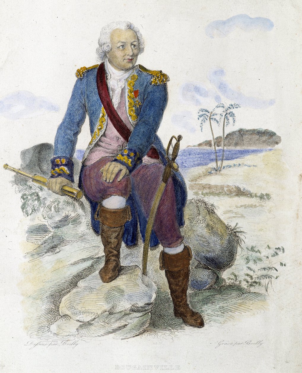 Louis Antoine, hrabě z Bougainville (1729-1811), francouzský mořeplavec. - v „“The French Plutarch”” od Mennecheta od Unknown artist