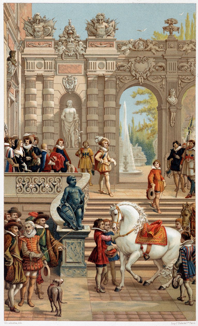 Ludvík XIII. u dvora, ve věku 13 let – v „“ 17. století – Instituce: zvyky a kostýmy, Francie 1590-1700“ od Paula Lacroixe od Unknown artist