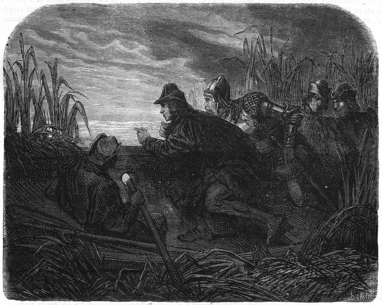 Ludvík XI. pronásledovaný anglickou lodí na Garonně (1453). od Unknown artist