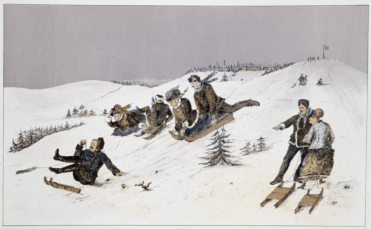 Luge - v „“Náčrtech kanadských sportů a zábav““ od Lieuta. Henry Buckton Laurence od Unknown artist