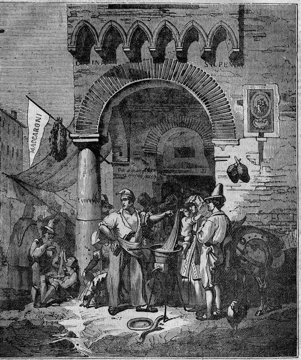 Obchodník s makaronovými těstovinami v Neapoli v 19. století. od Unknown artist