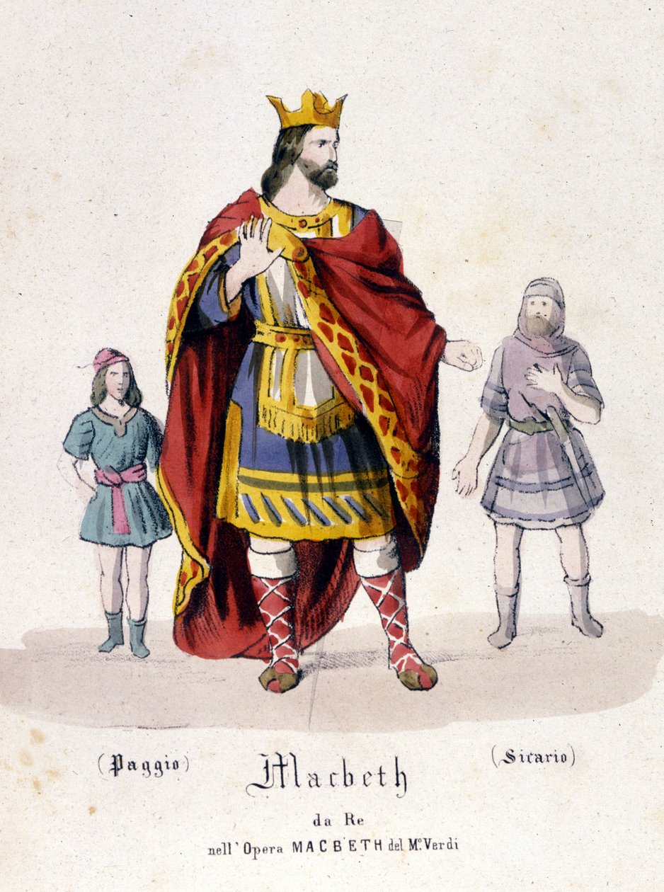Postava Macbetha ve stejnojmenné opeře Giuseppe Verdiho (1813 - 1901) podle díla Williama Shakespeara. 1847. Rytina. od Unknown artist