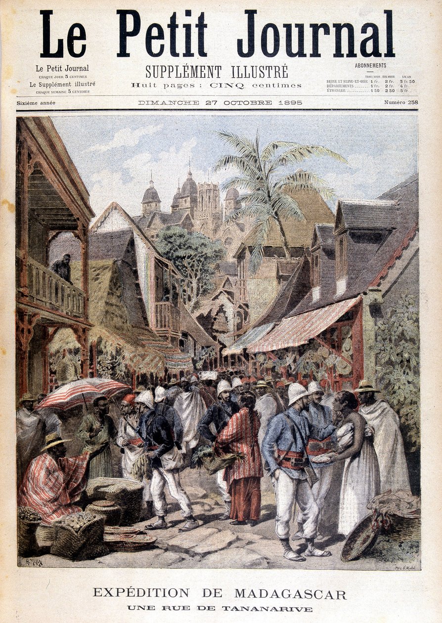 Madagaskarská expedice: ulice v Tananarive - v „“Le Petite Journal““ z 27.11.1895 od Unknown artist