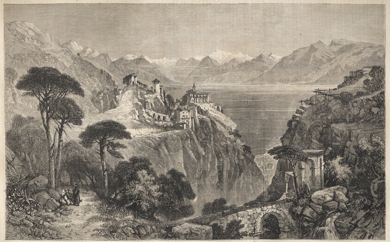 Madonna del Sasso, Švýcarsko - Klášter Panny Marie ze Sasso - poblíž Locarna u jezera Maggiore - Kanton Ticino ve Švýcarsku - 1861 od Unknown artist