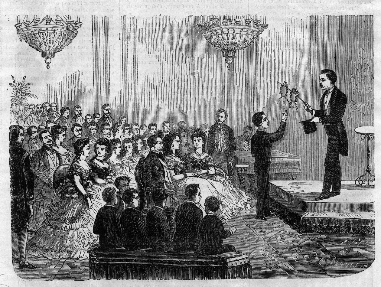 Magická show, kterou přednesl Monsieur Faure Nicolay za přítomnosti císaře Napoleona III. (1808-1873) a jeho syna prince Imperial (1856-1879) v roce 1870 od Unknown artist
