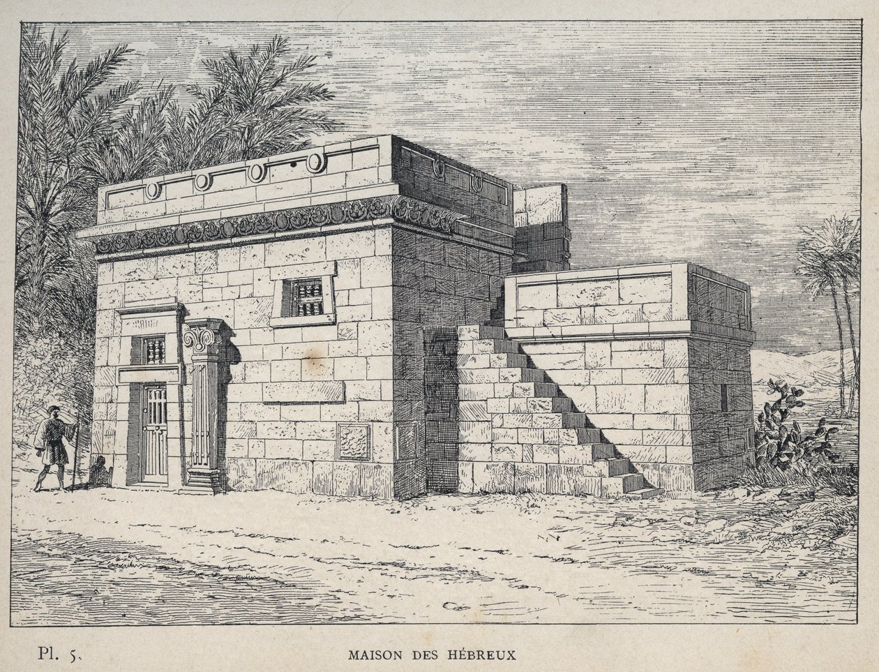 Maison des Hébreux - (hebrejský domov) rytina z roku 1889 v „Historie lidského obydlí na Světové výstavě v roce 1889, pan Charles GARNIER - Librairie centrale des beaux-arts Paris 1889 od Unknown artist