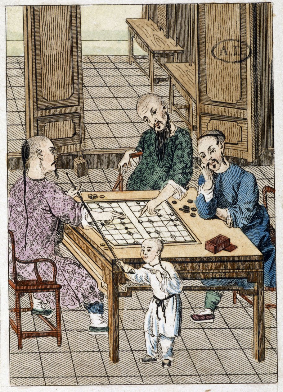 Muž hrající dámu (?) a kuřák - Čína od Unknown artist