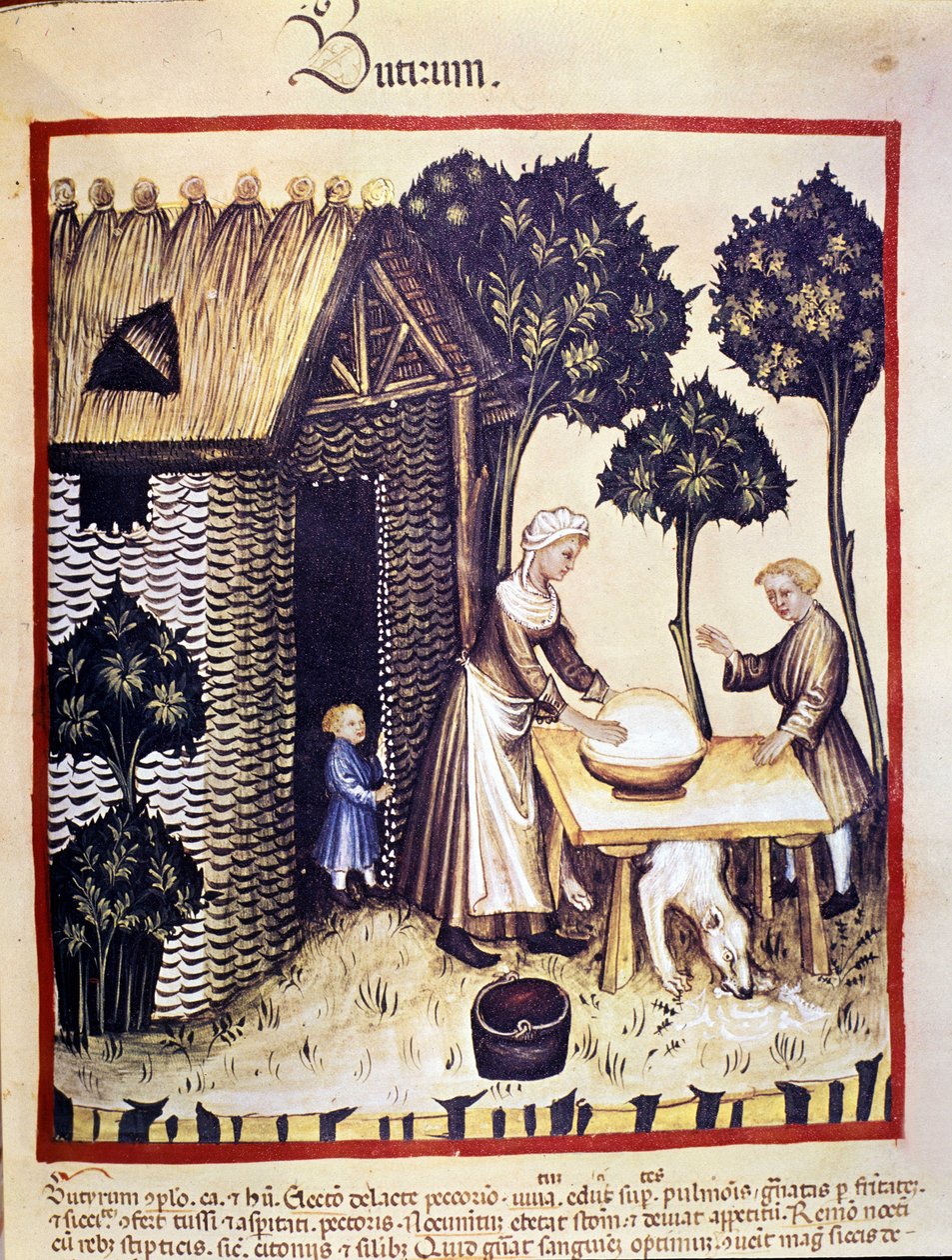 Výroba másla. Osvětlení z dojení medicíny a dietetiky „“Tacuinum sanitatis““ od Unknown artist