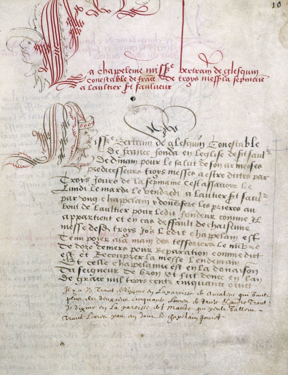 Rukopis související s Du Guesclin (Duguesclin) Bibliotheque Municipale de Dinan. od Unknown artist
