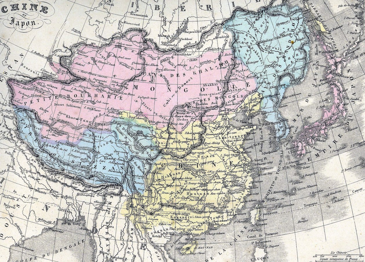 Mapa Číny a Japonska. V polovině 19. stol. od Unknown artist
