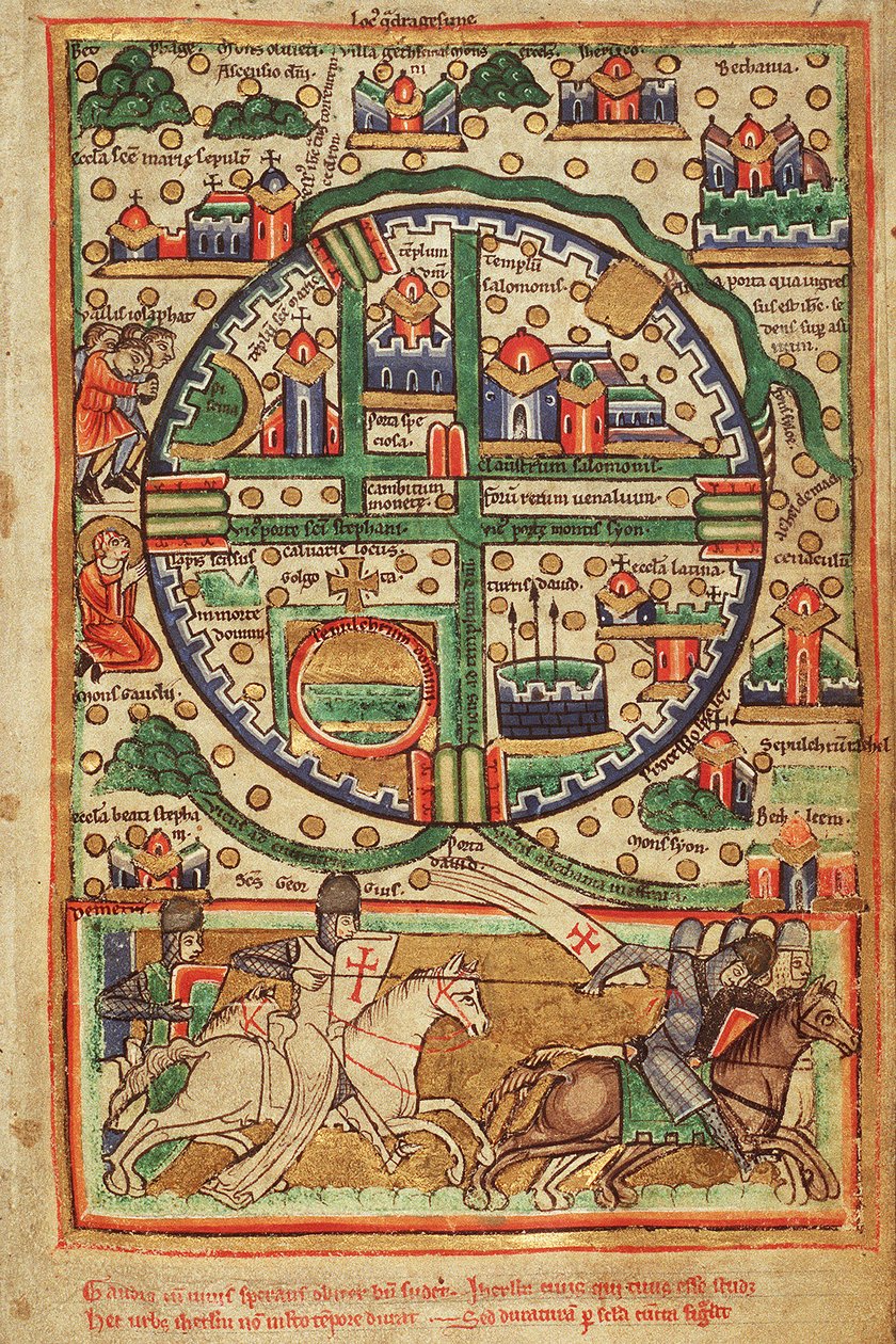 Mapa křižáckého Jeruzaléma od Unknown artist