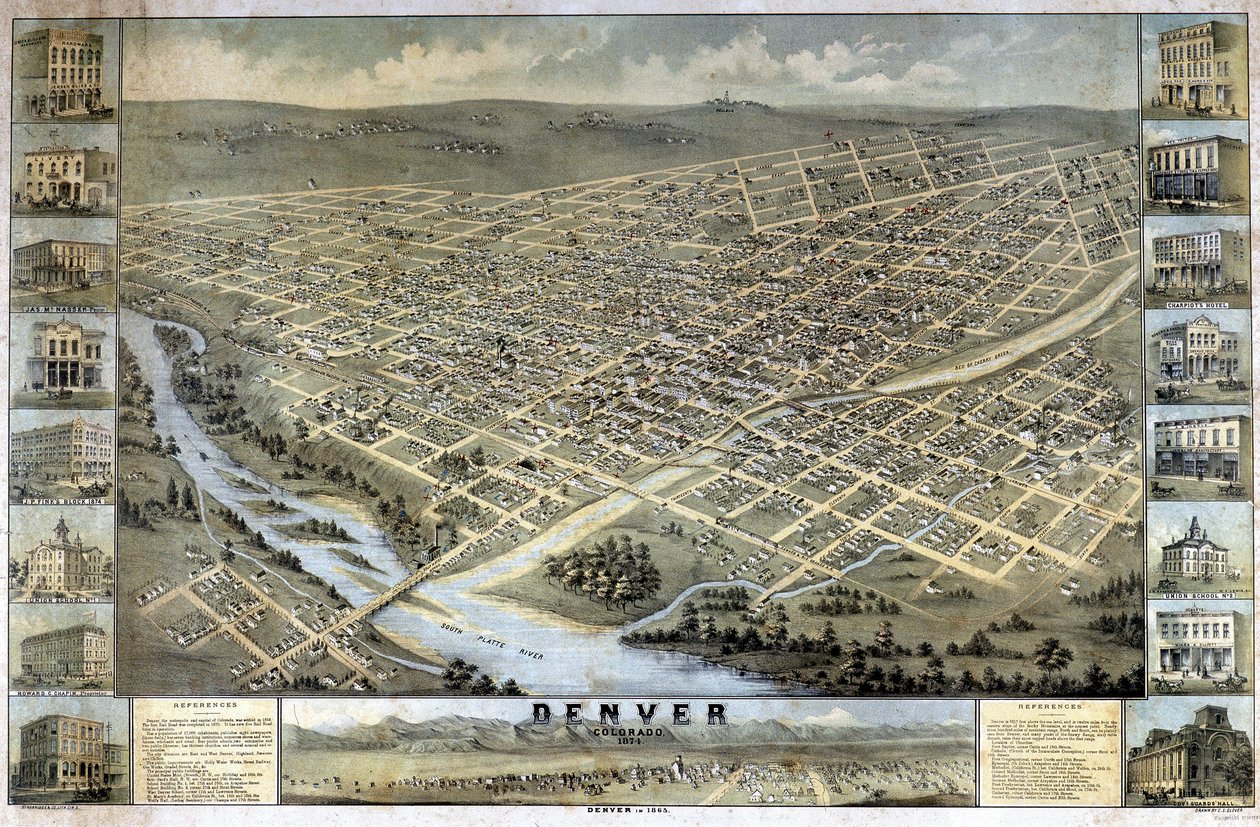Mapa Denveru, Colorado od Unknown artist