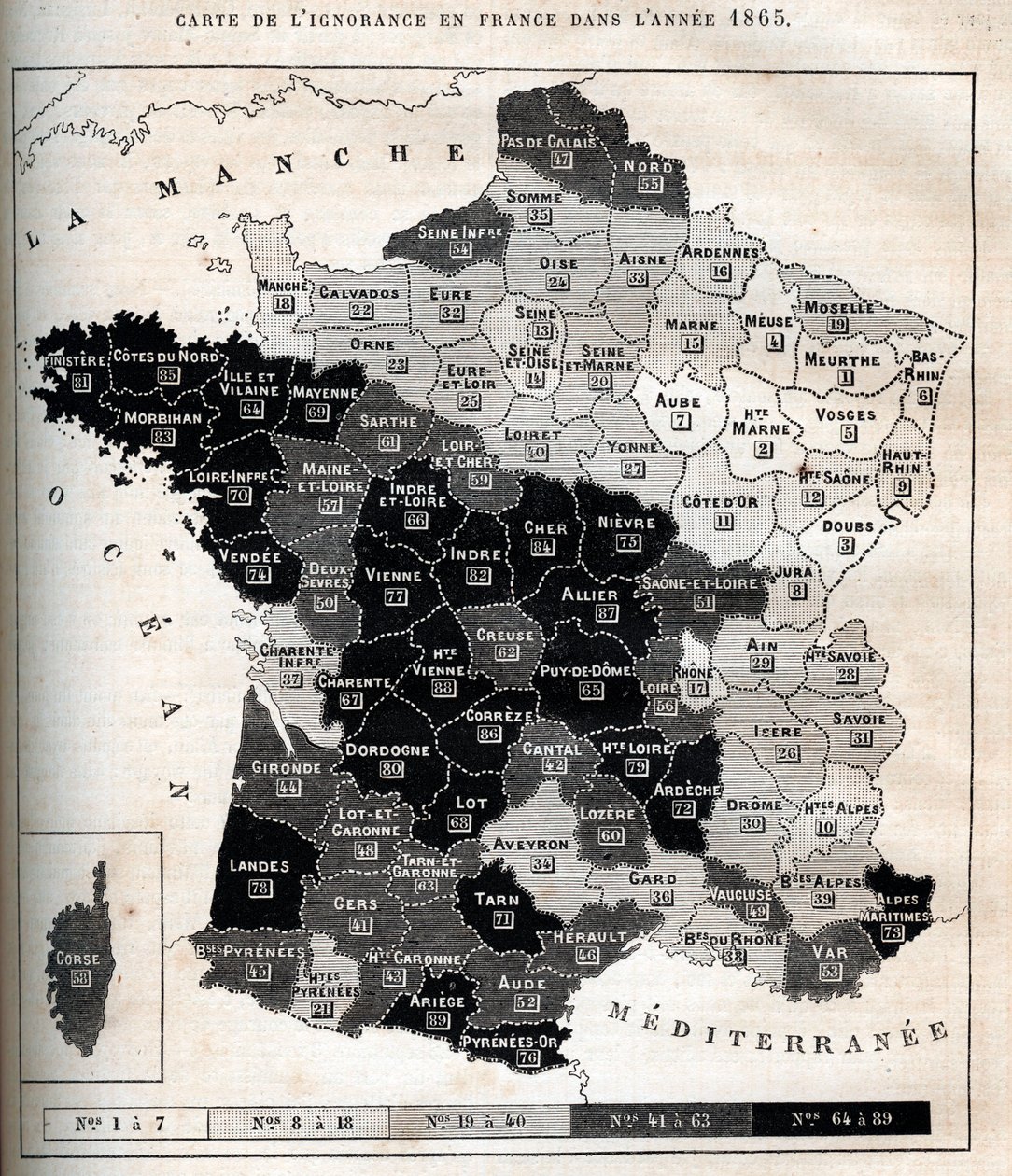 Mapa nevědomosti ve Francii v roce 1865 - od Unknown artist