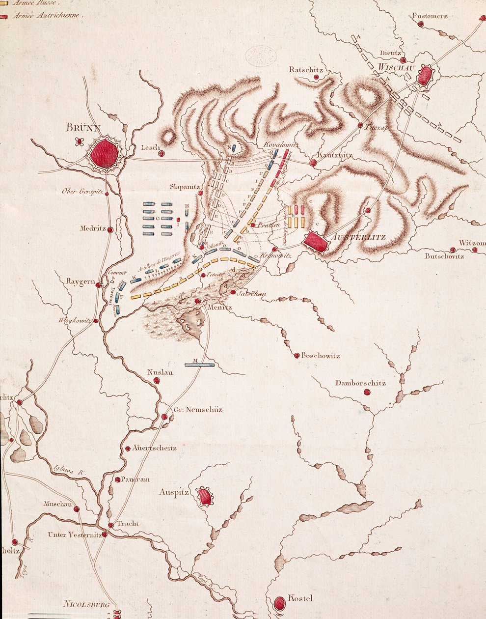 Mapa bitvy u Slavkova, 2. prosince 1805 od Unknown artist