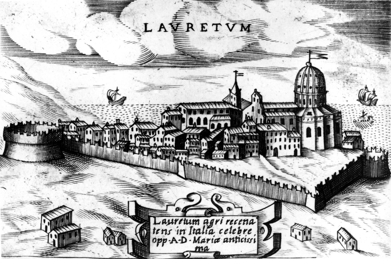 Mapa města Loreto (Laurentum), rytina 16. století. od Unknown artist