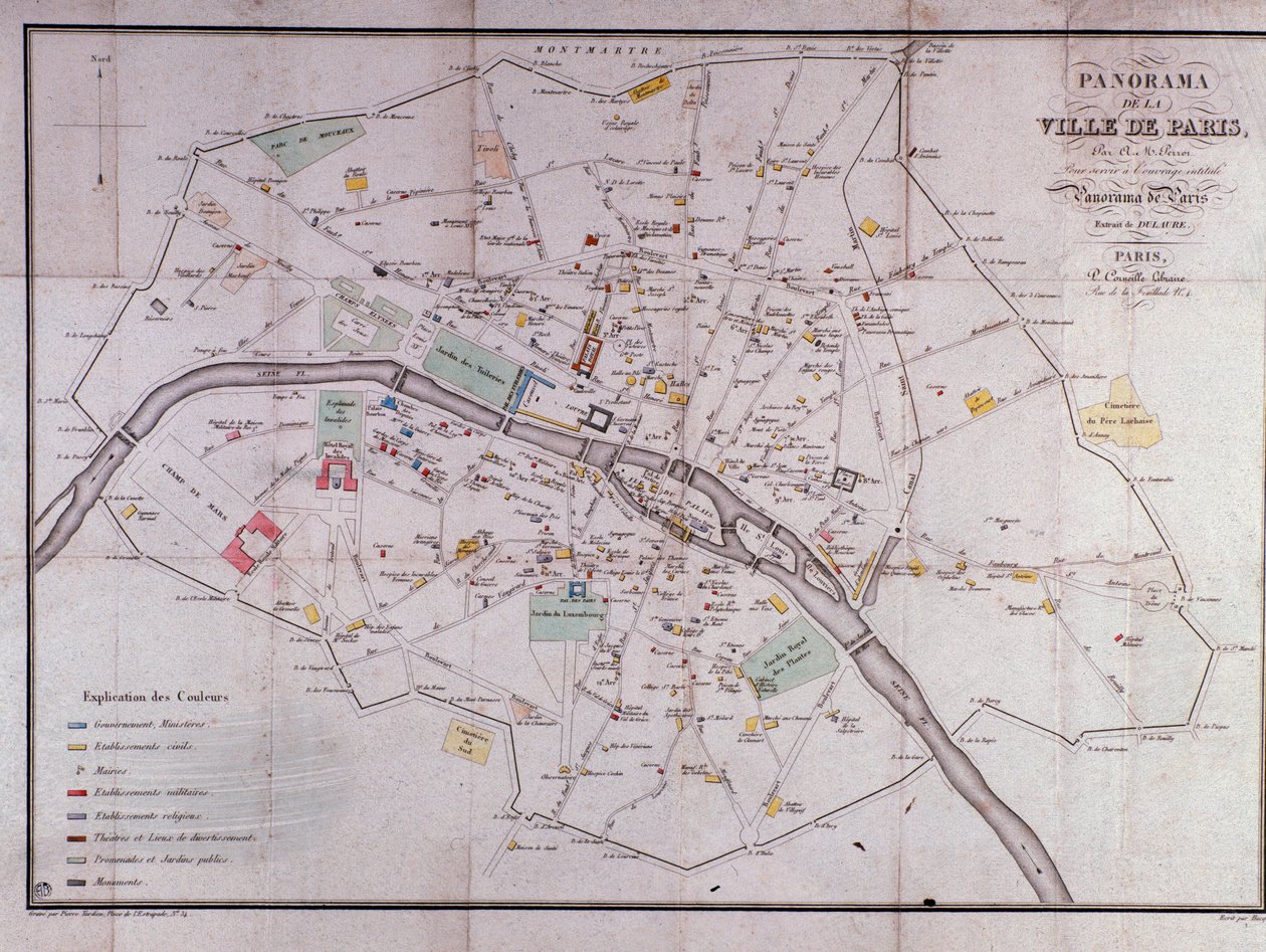 Mapa města Paříže v roce 1840. od Unknown artist