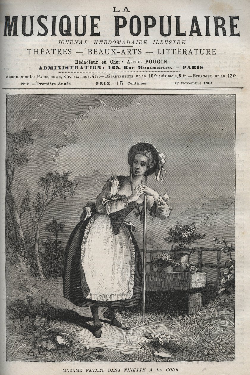 Marie Justine Benoite Duronceray (madame Favart) v „“ Ninette a la cour ou le Caprice amour“ – komedie o třech dějstvích a verších, melee d