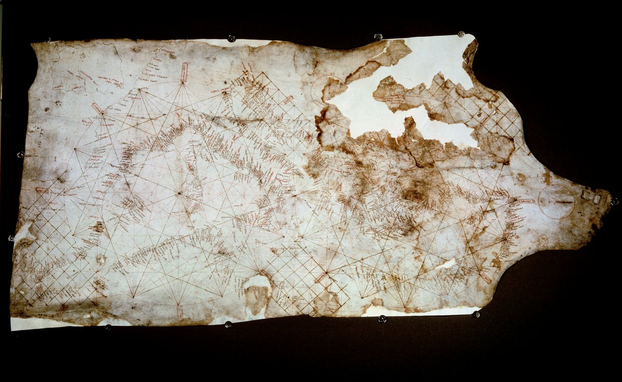Námořní mapa Středozemního moře vyrobená v Pise. Paříž 12. století, B.N od Unknown artist