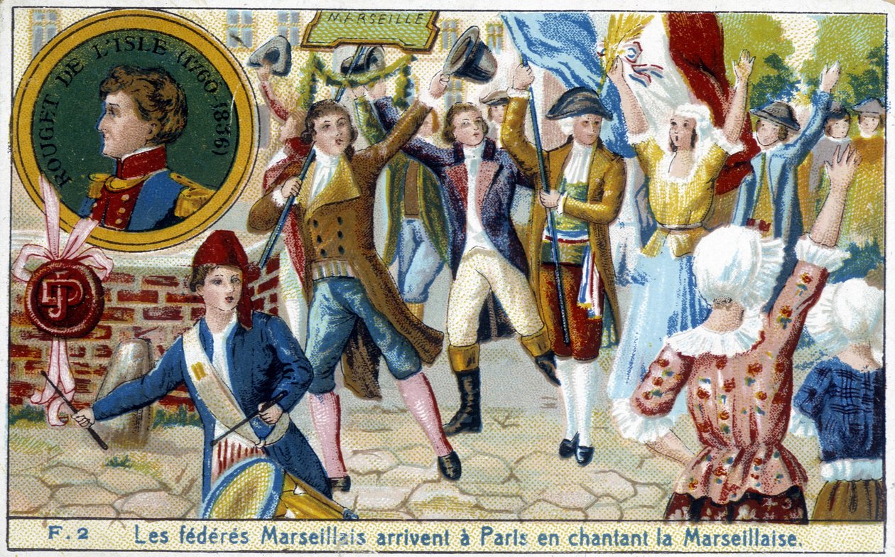 Marseille Federates přijíždí do Paříže zpívat Marseillaise - chromo., konec 19. století od Unknown artist