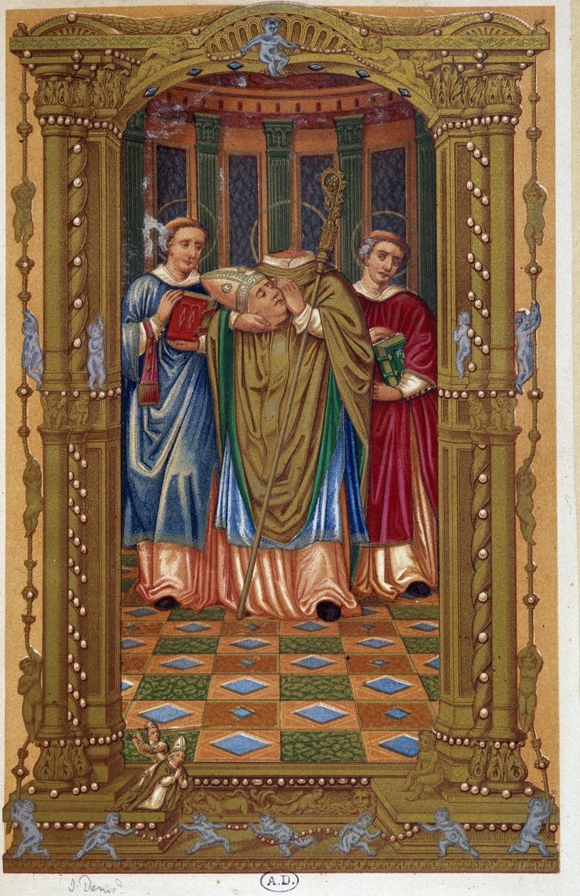 Umučení svatého Denise (držící hlavu v náručí), po dokument ze 16. století. od Unknown artist