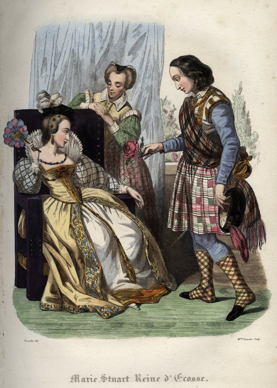 Marie, skotská královna (Mary I of Scotland) (Marie Iere Stuart) (1542-1587). Rytina z roku 1842 v „Histoire des Popes““ od Maurice Lachatre. Soukromá sbírka. od Unknown artist