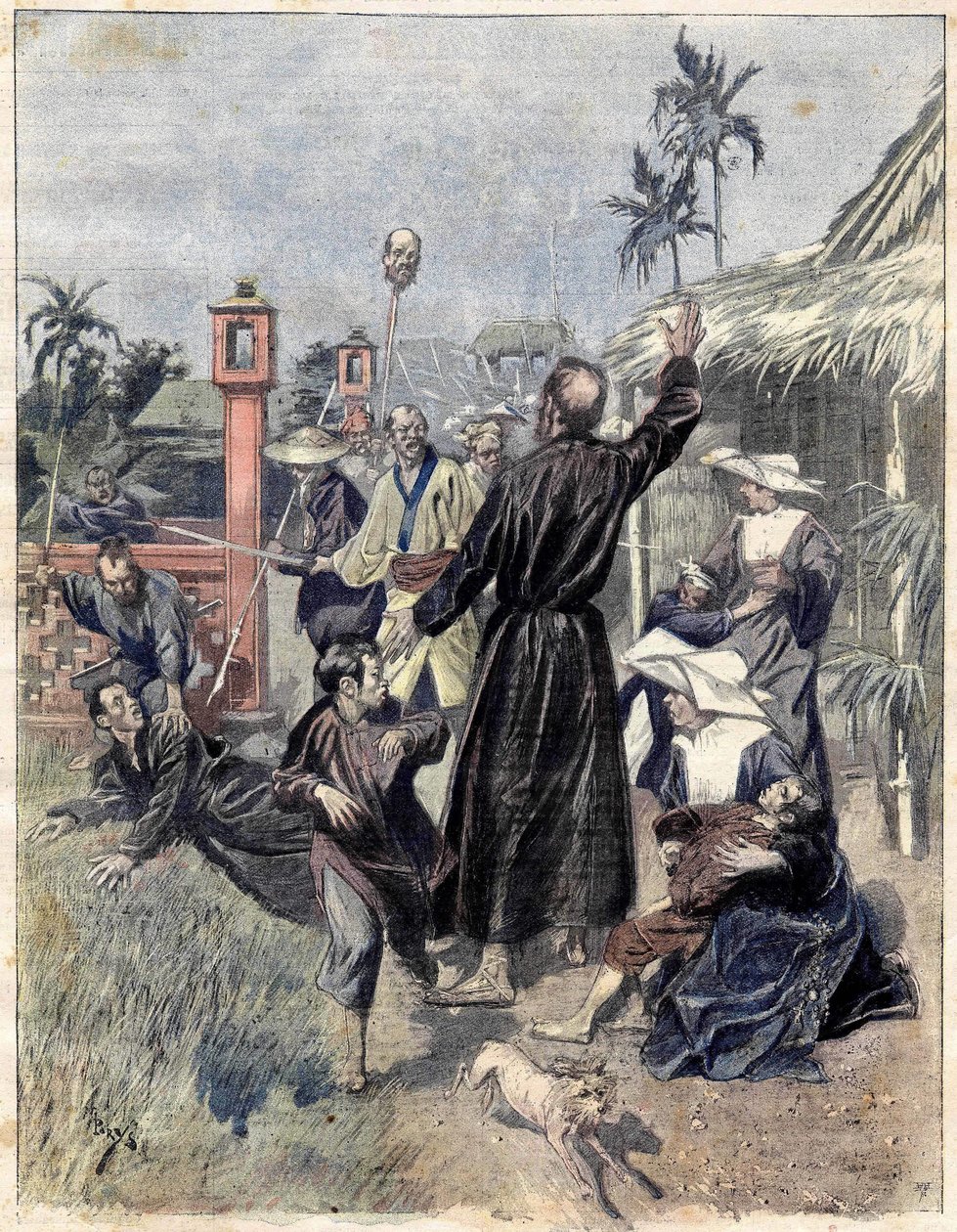 Masakr křesťanů v Číně v roce 1893 podle akvarelu M. de Parys pro Le soleil du dimanche. října 1893 od Unknown artist