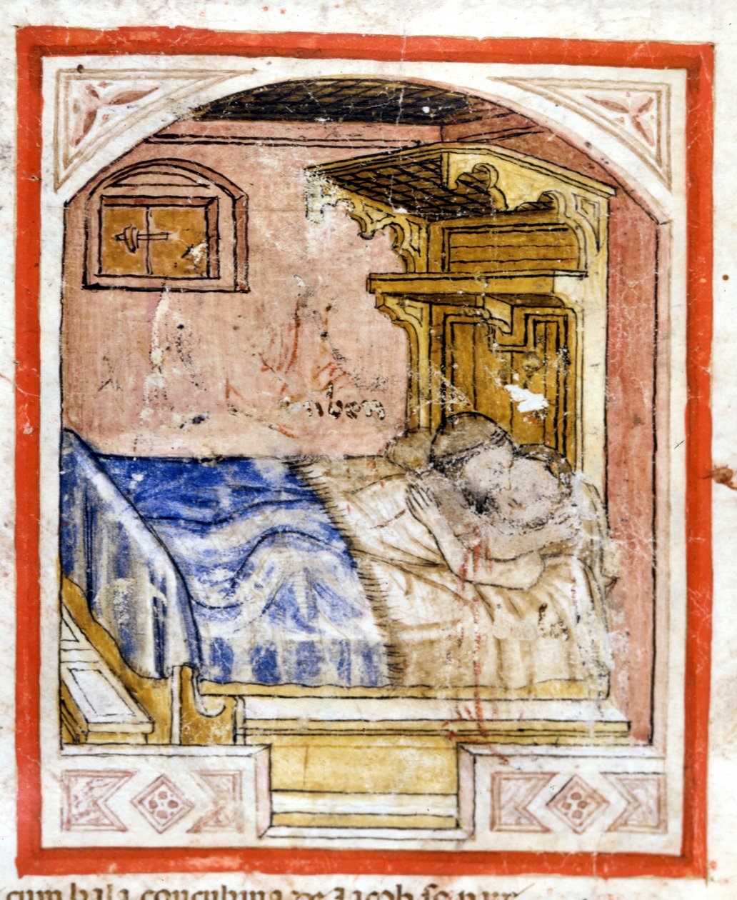 Páření scéna. Miniatury z kodexu 212 (nebo Padovano Codice nebo Bible z Padovy) 1390-1400 Rovigo, Accademia dei Concordi od Unknown artist