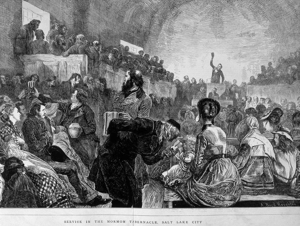 Setkání mormonů v Salt Lake City (Spojené státy americké) v 19. století. od Unknown artist