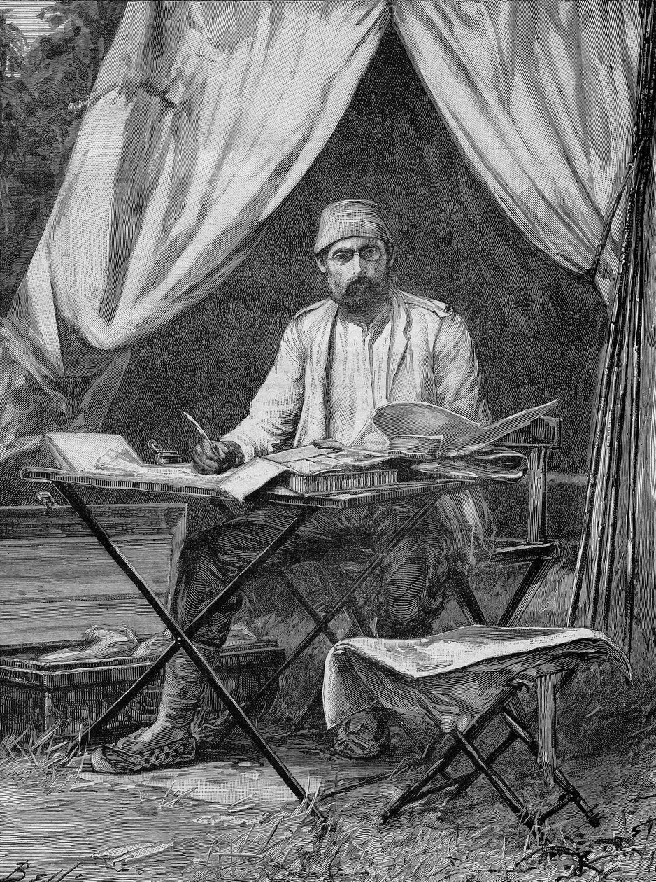 Mehmet Emin paša. (Eduard Schnitzer) Německý průzkumník (1840 až 1892). rytina z roku 1893. od Unknown artist