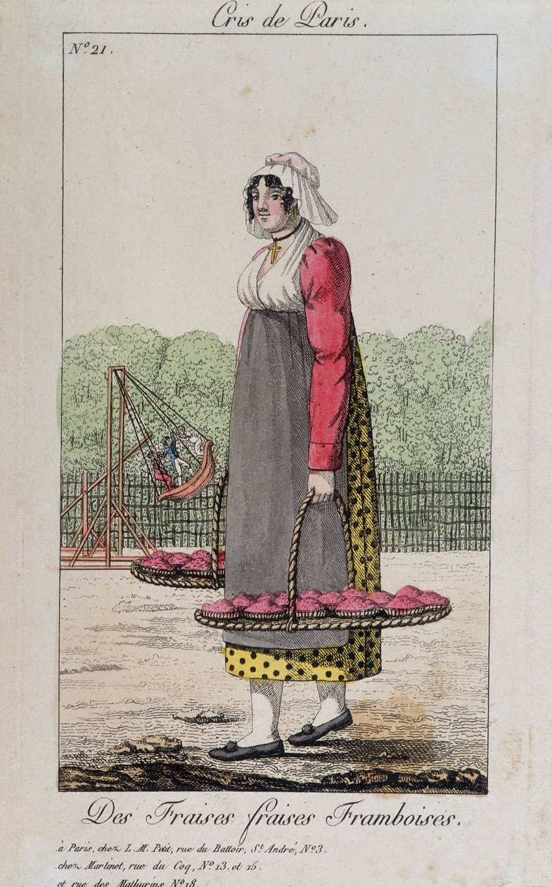 Obchodník s jahodami a malinami - v „“ Cris de Paris“, deb. 19. století od Unknown artist