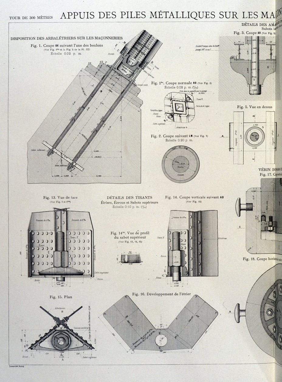Kovové piloty Eiffelovy věže - průmyslový design od Unknown artist