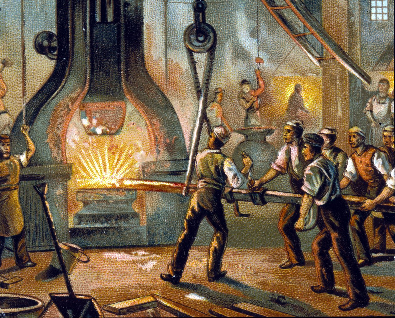 Hutnictví: buben (buben) - Výroba železa. chromolitograf 1890. od Unknown artist