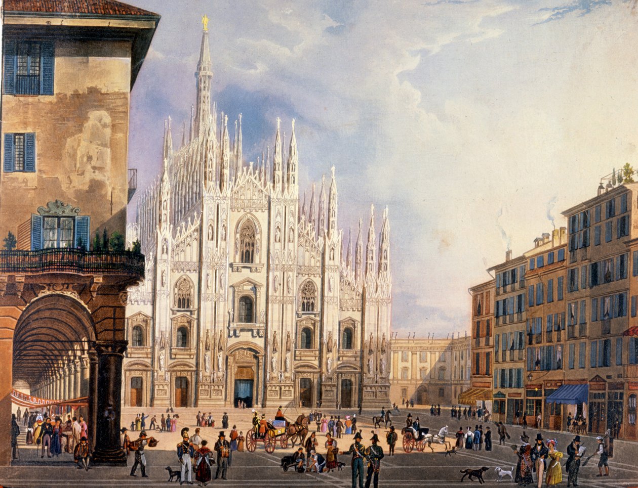 Milán, náměstí Duomo kolem roku 1825. od Unknown artist