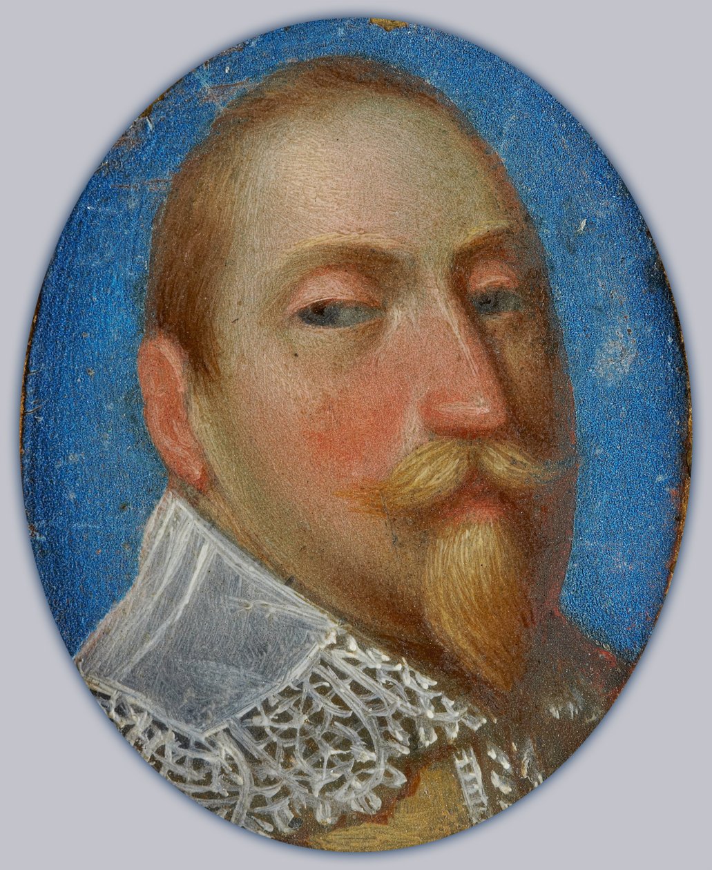 Miniatura Gustava II Adolfa, švédského krále, kolem roku 1630 (olej na mosazi) od Unknown artist