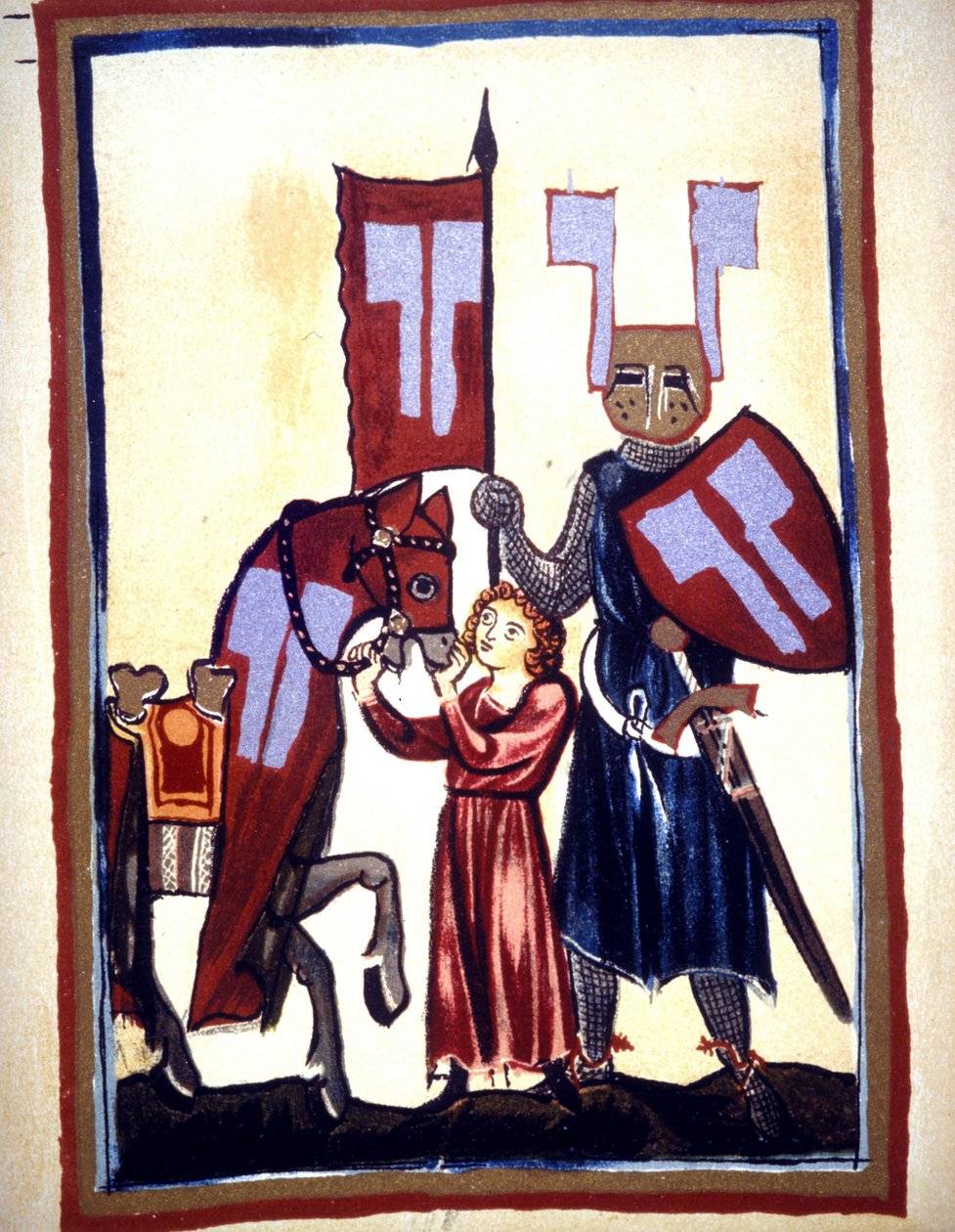 Miniatura kodexu „Manesse“ nebo „Manessesche Liederhandschrift“, což je rukopis vyrobený v Alsasku mezi lety 1300 a 1330 pro významný Curych. Představení Wolframa von Eschenbacha, německého básníka, který mezi lety 1200 a 1200 napsal román „“Parzival“ od Unknown artist