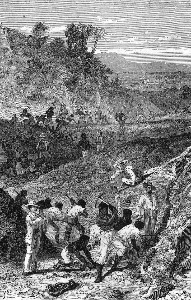 Těžba diamantového dolu v Africe v roce 1869. od Unknown artist