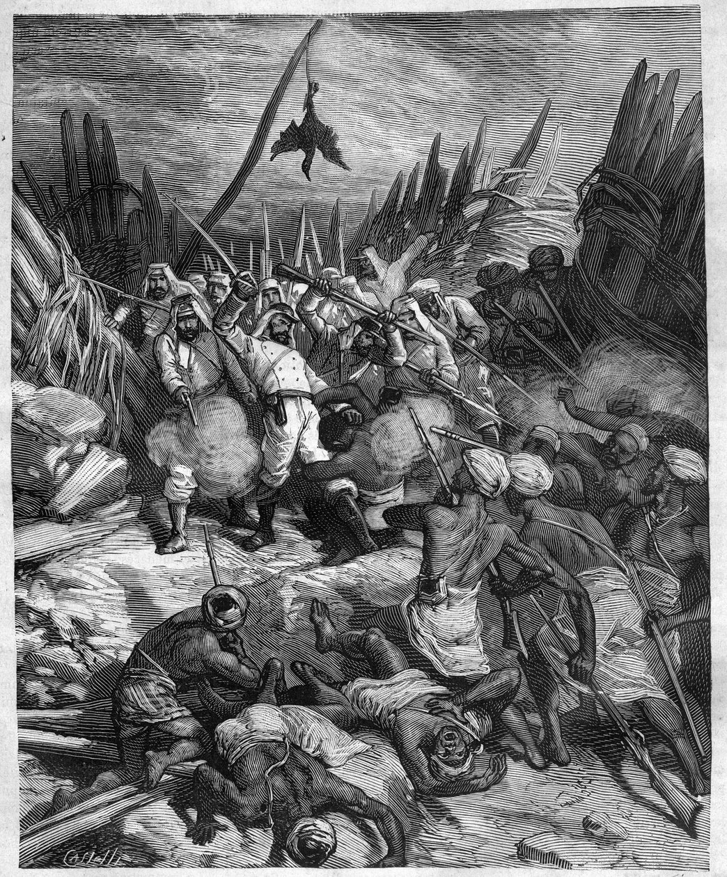 Mise do Senegalu Gustave Borgnis Desbordes (generál Borgnis-Desbordes) (1839-1900), francouzská armáda. Rytina od Castelliho v „“ journal des voyages”” 1881 od Unknown artist