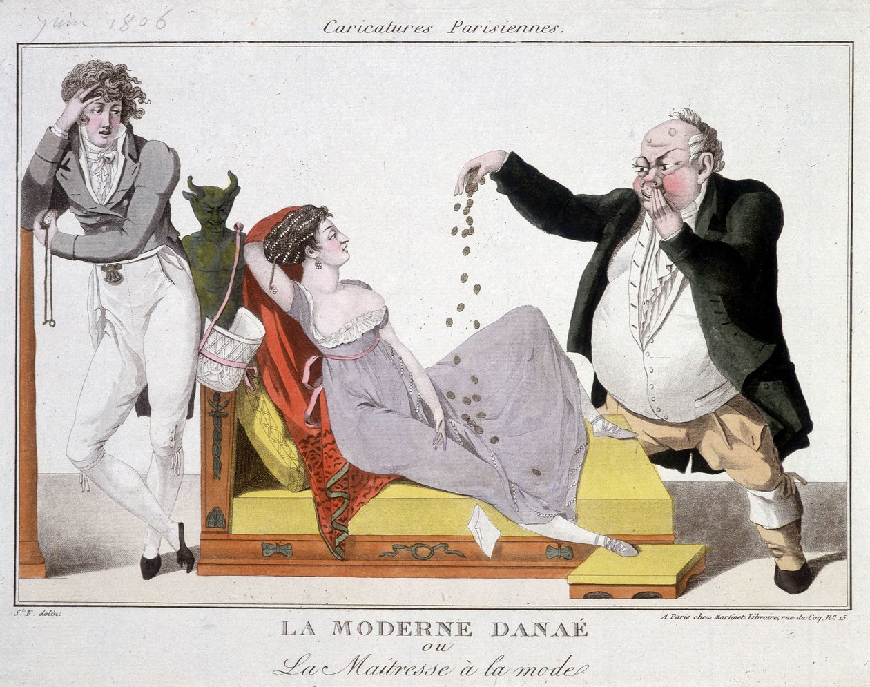 Moderní Danaé nebo módní maires (prostituce) - karikatura od Unknown artist