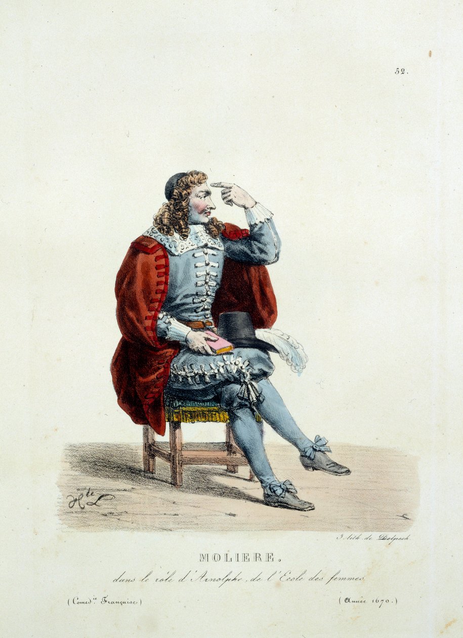 Kostým Moliera v roli Arnolpha v díle „Škola žen““ z roku 1670. Kostým francouzské komedie od Hippolyte Lecomta (1781-1857). Rytina 19. století. Coll. Pojďme. od Unknown artist